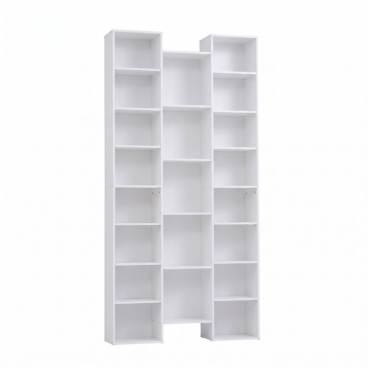 TWSC Bookshelf Display Shelves CD DVD Storage Rack Tall Bookcase White