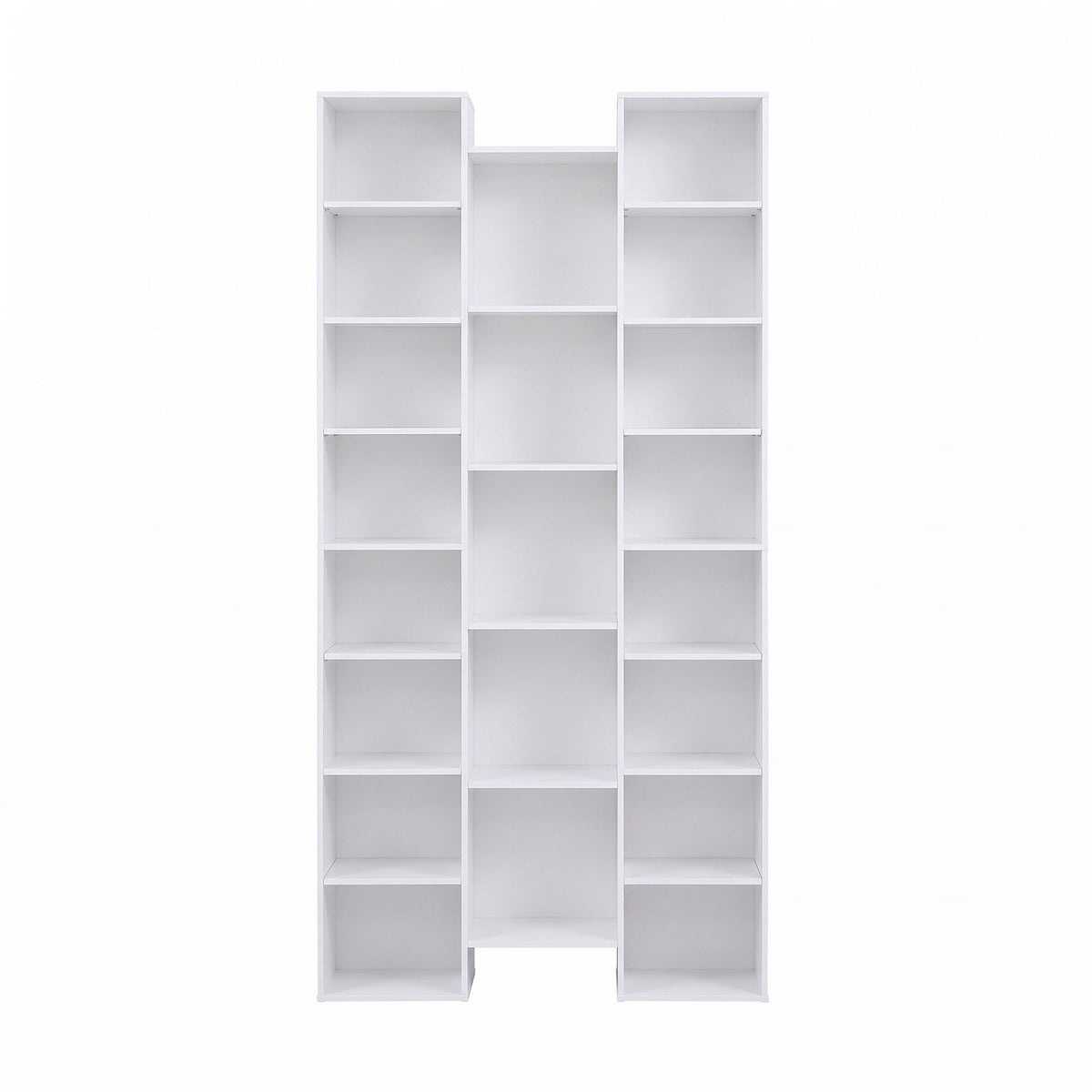 TWSC Bookshelf Display Shelves CD DVD Storage Rack Tall Bookcase White