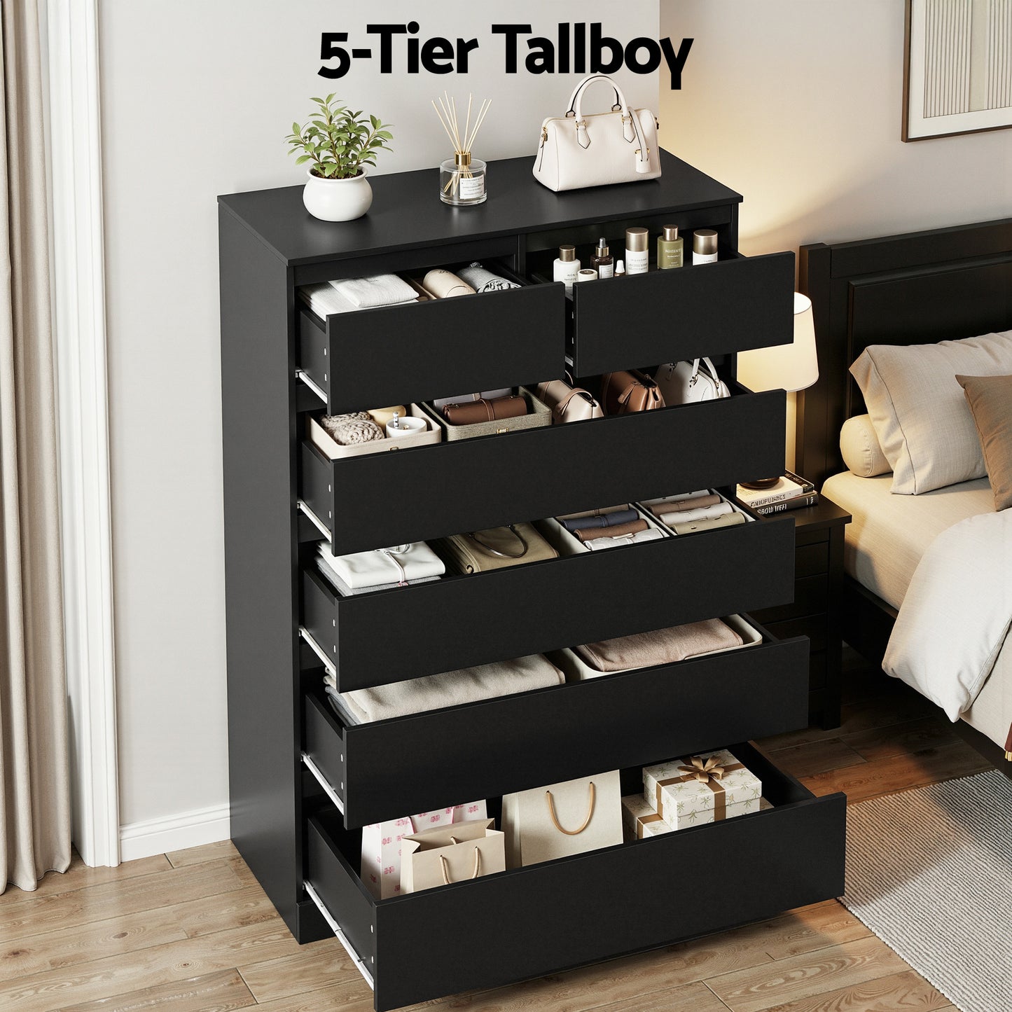 Pepe Chest of Drawers – 6 Spacious Drawers, Black