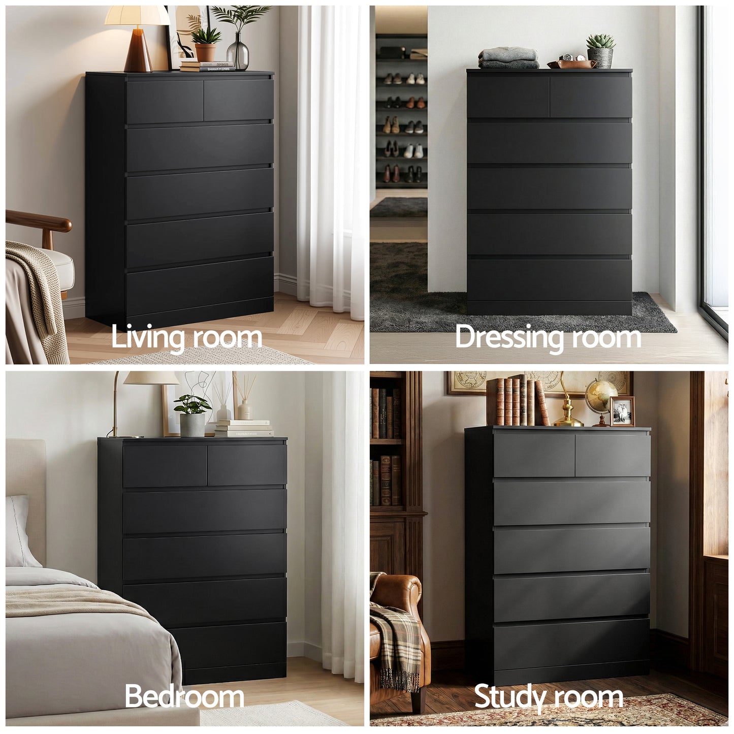Pepe Chest of Drawers – 6 Spacious Drawers, Black