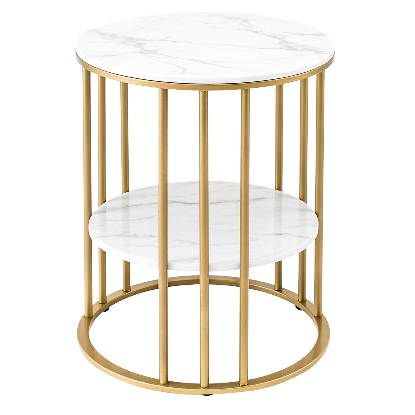 Coffee Table – 2-Tier Marble Effect, White & Gold