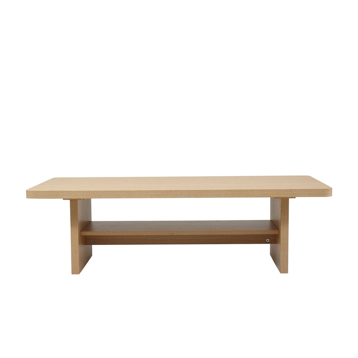 TWSC Coffee Table 110cm Center Table with 2-Tier Open Storage Shelf Wood