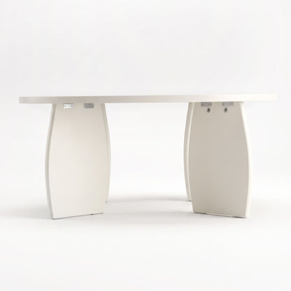 TWSC Round Coffee Table High-Gloss Center Table Minimalist Living Room Furniture 78x35cm Cream White