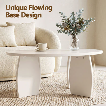 TWSC Round Coffee Table High-Gloss Center Table Minimalist Living Room Furniture 78x35cm Cream White
