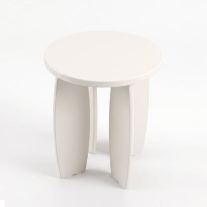 TWSC Round End Table High-Gloss Small Coffee Table Side Bedside Nightstand 40x45cm Cream white