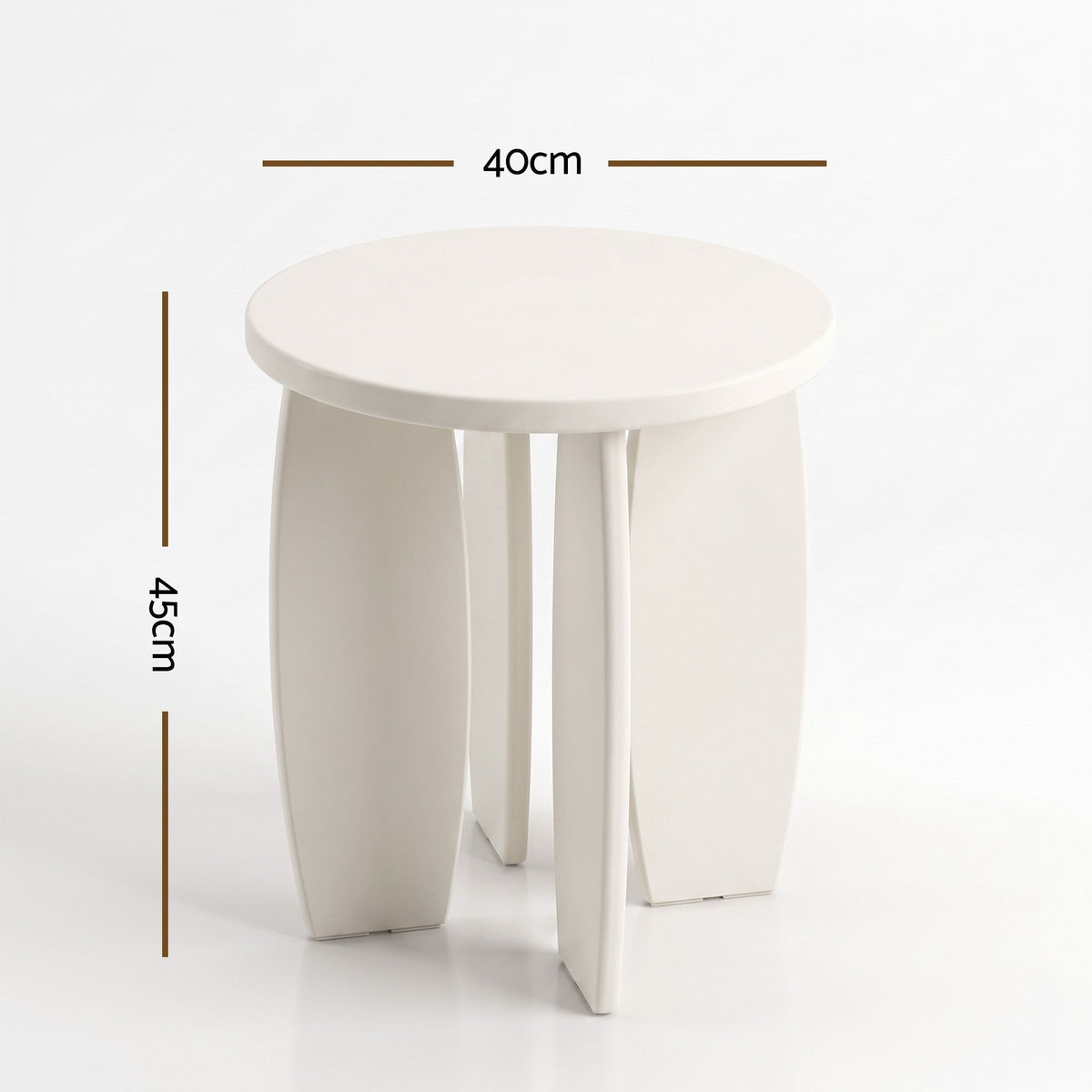 Artiss Round End Table Set Of 2 High-Gloss Coffee Table Bedside Nightstand 40x45cm Cream white