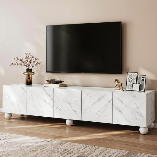 TWSC TV Unit Entertainment Unit Storage Cabinet 200cm White