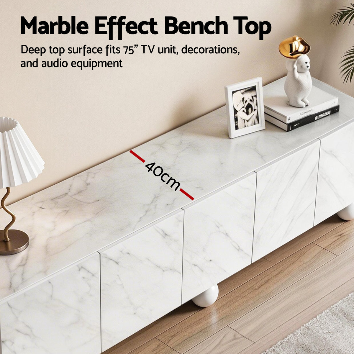 TWSC TV Unit Entertainment Unit Storage Cabinet 200cm White