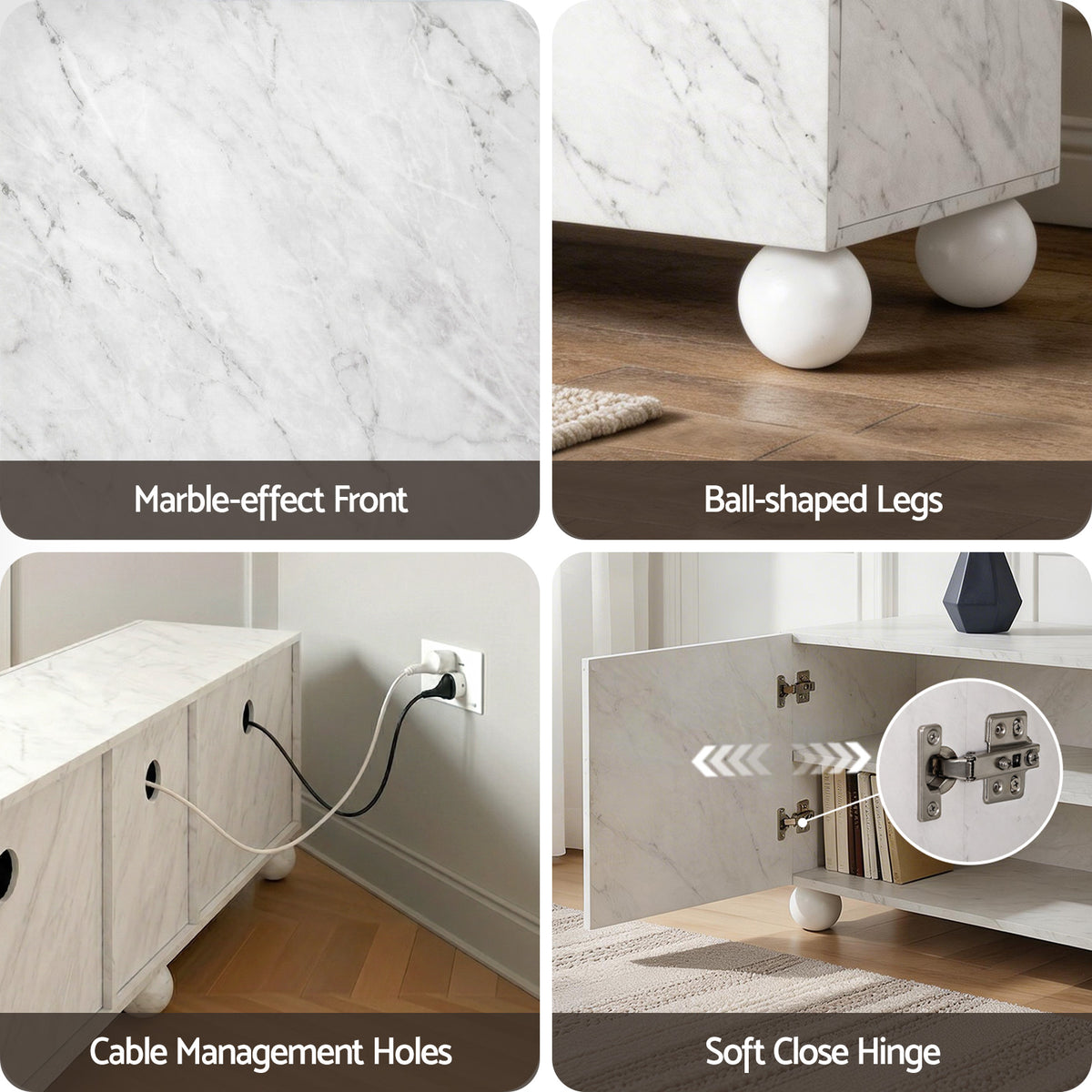 TWSC TV Unit Entertainment Unit Storage Cabinet 200cm White