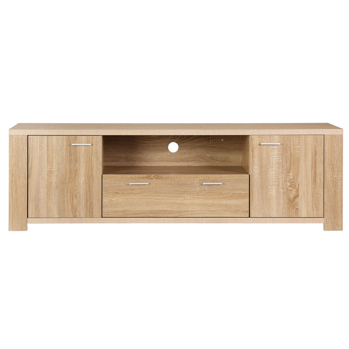 TWSC 180cm TV Unit Entertainment Unit Storage Drawer Cabinet Pine