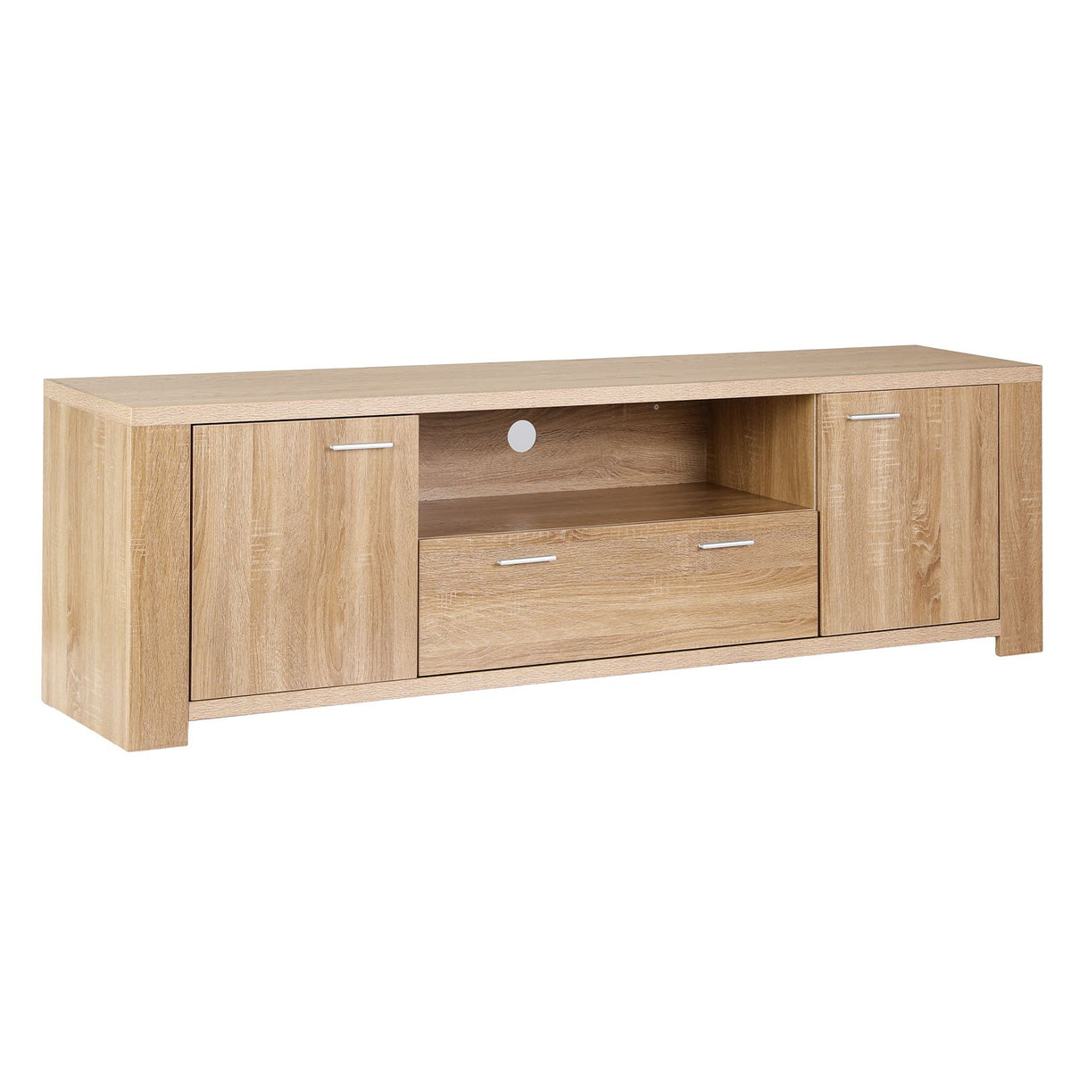 TWSC 180cm TV Unit Entertainment Unit Storage Drawer Cabinet Pine