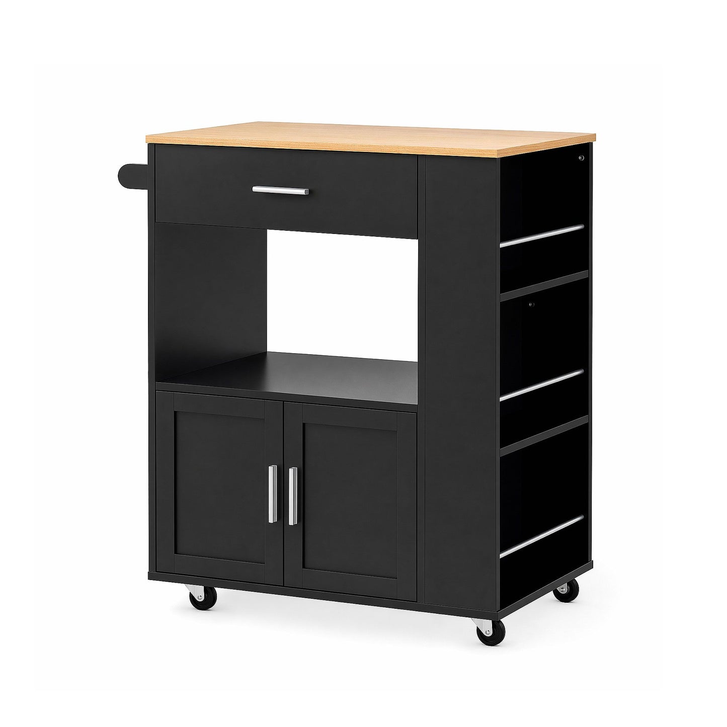 TWSC Kitchen Island Trolley Rolling Serving Cart Storage Cart Shelf Towel Rack