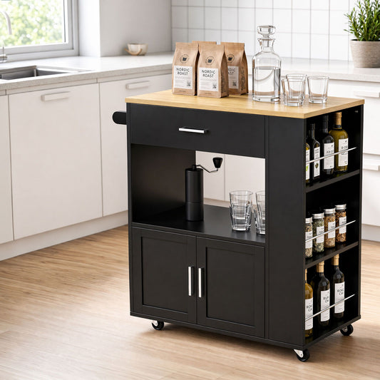 TWSC Kitchen Island Trolley Rolling Serving Cart Storage Cart Shelf Towel Rack