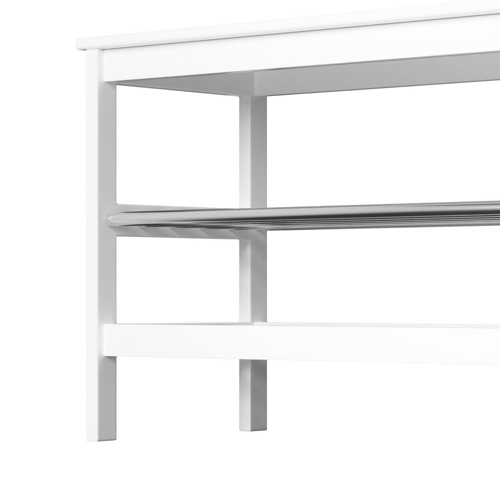 Shoe Storage Bench – Bamboo Frame, White, 10-Pair Capacity