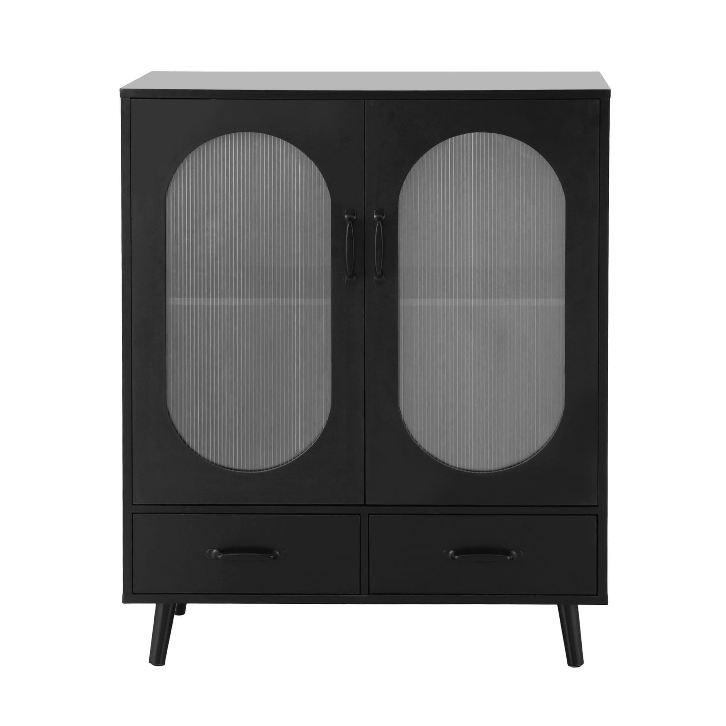 Buffet Sideboard – Double Doors, Black, Pinewood Legs