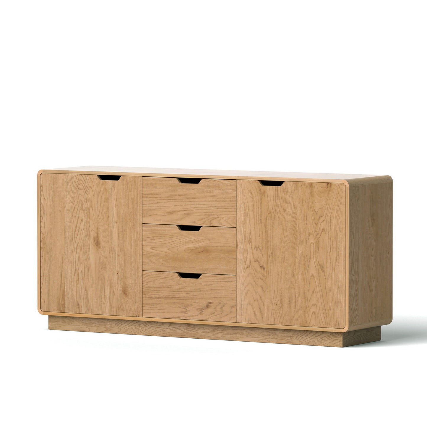 Buffet Sideboard – Oak Finish with Rounded Edges and Storage Drawers
