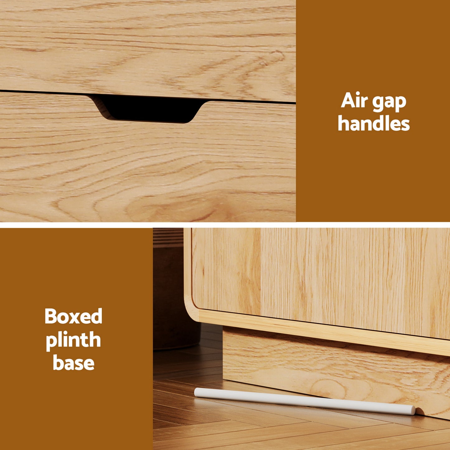 Buffet Sideboard – Oak Finish with Rounded Edges and Storage Drawers