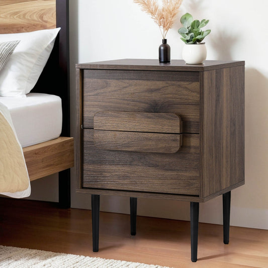Bedside Table – 2 Drawers, Walnut Finish