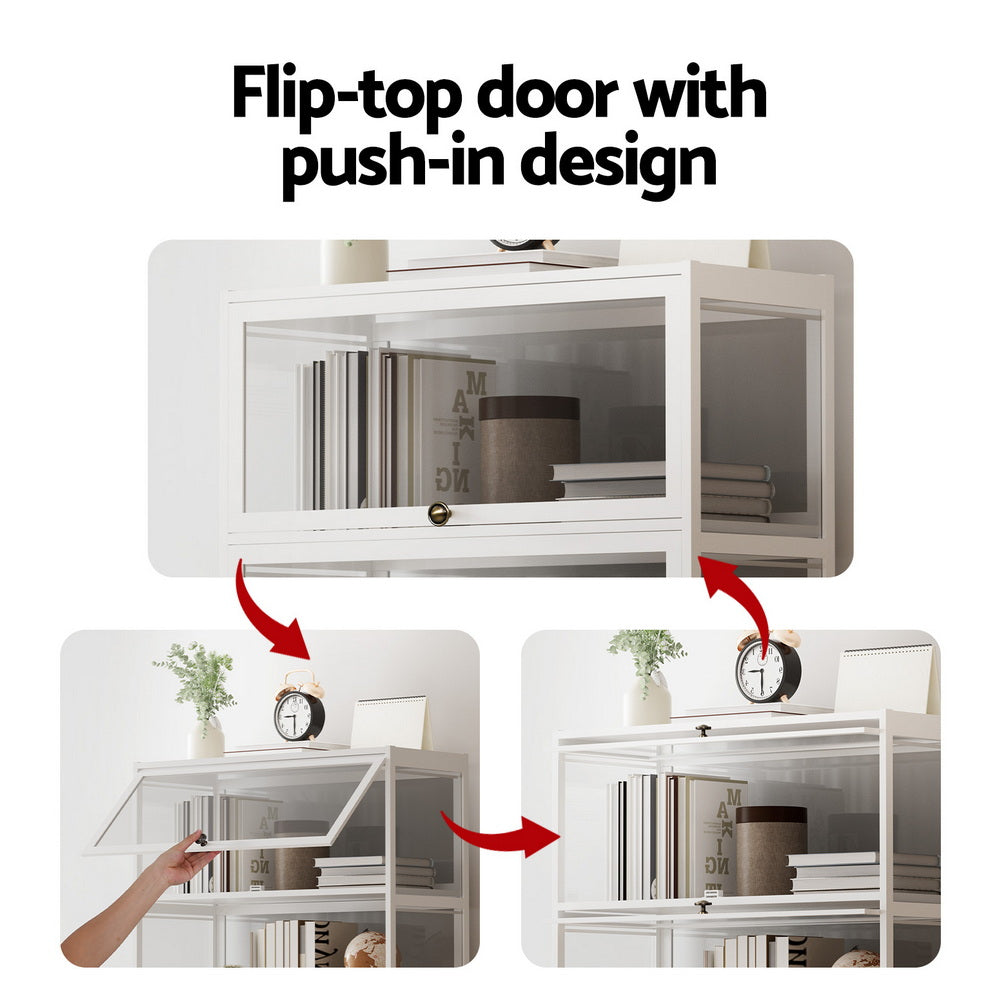 TWSC 5-Tier Display Cabinet Storage Bookshelf Clear Shelf White