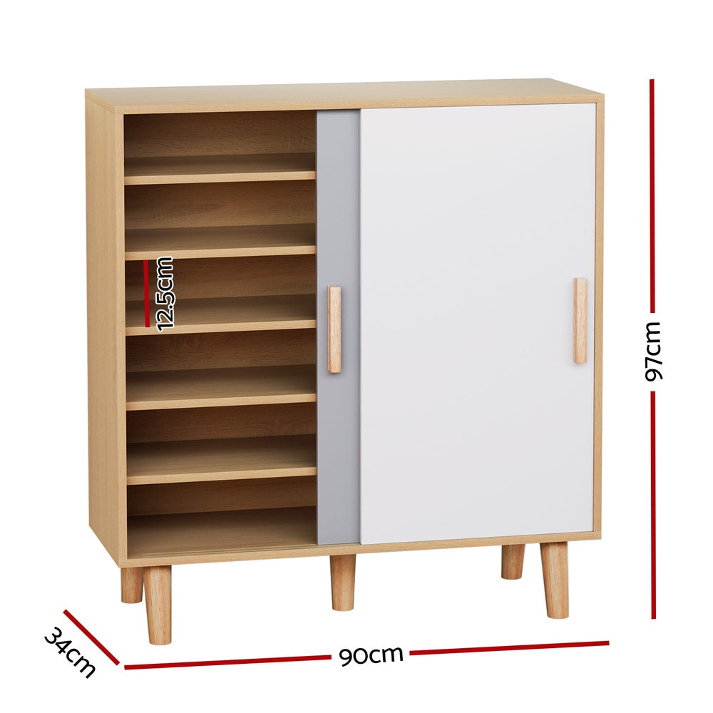 Shoe Cabinet – Sliding Doors, Stores 30 Pairs, Melamine Finish