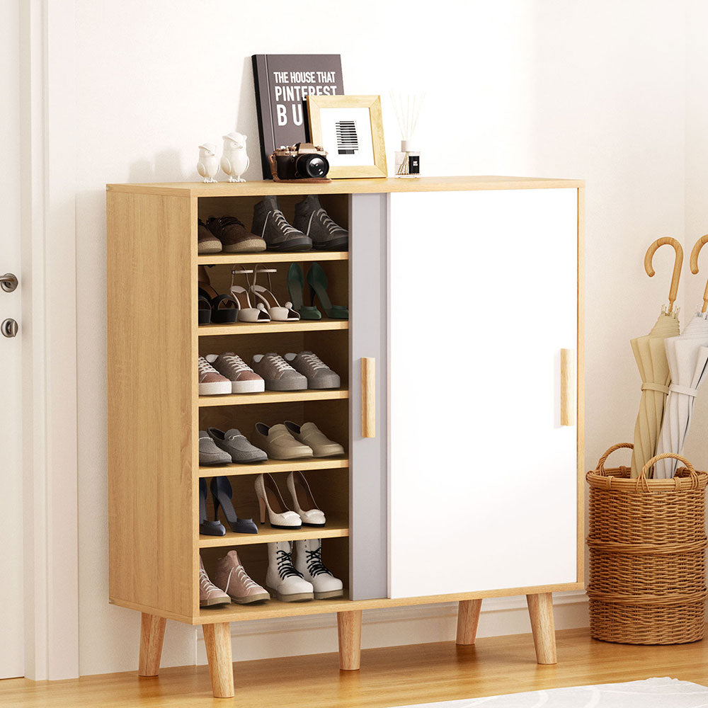 Shoe Cabinet – Sliding Doors, Stores 30 Pairs, Melamine Finish
