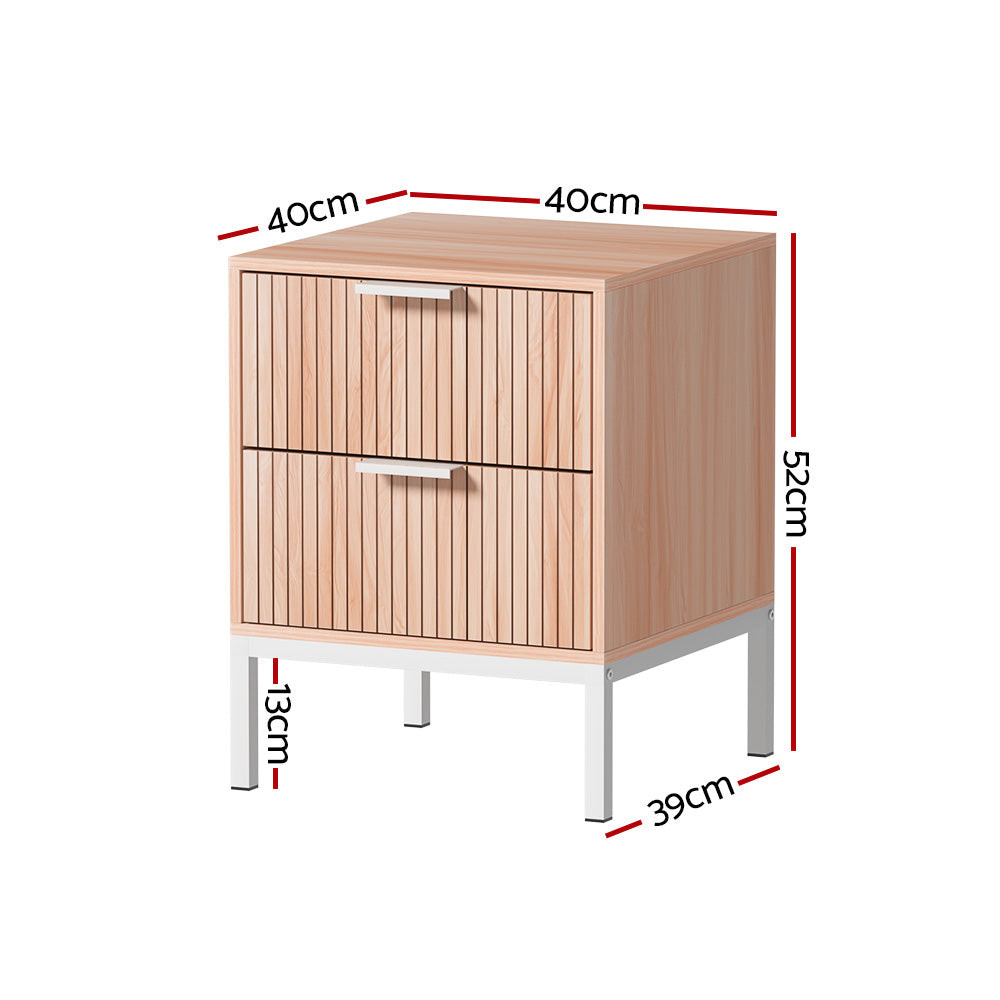 TWSC Bedside Table Drawers Side End Table Storage Cabinet Nightstand Pine LURA
