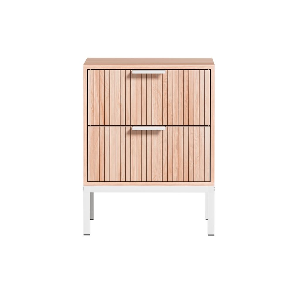 Artiss 2X Bedside Table 2 Drawers Storage Nightstand Cabinet Metal Legs Pine