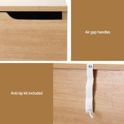 TWSC Bedside Table 2 Drawers Nightstand Pine