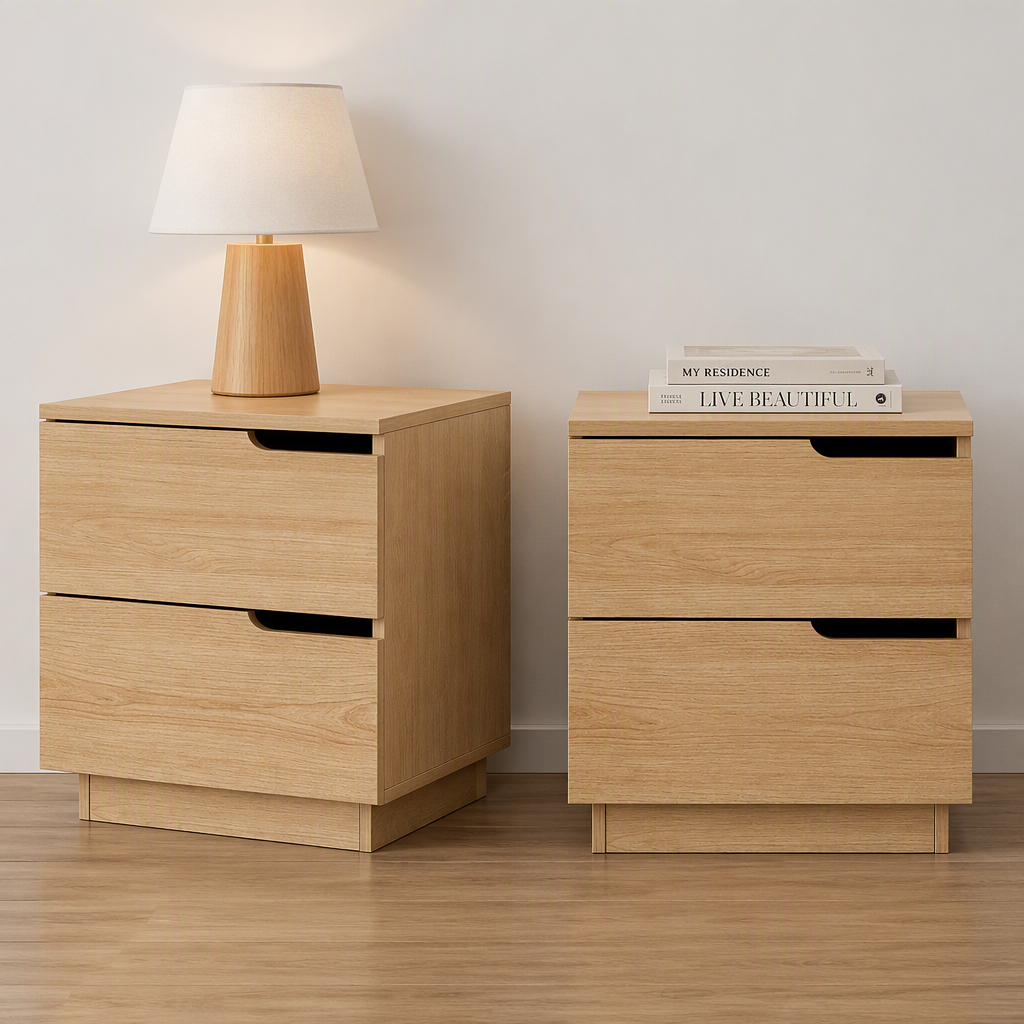 Artiss 2X Bedside Table 2 Drawers Nightstand Pine