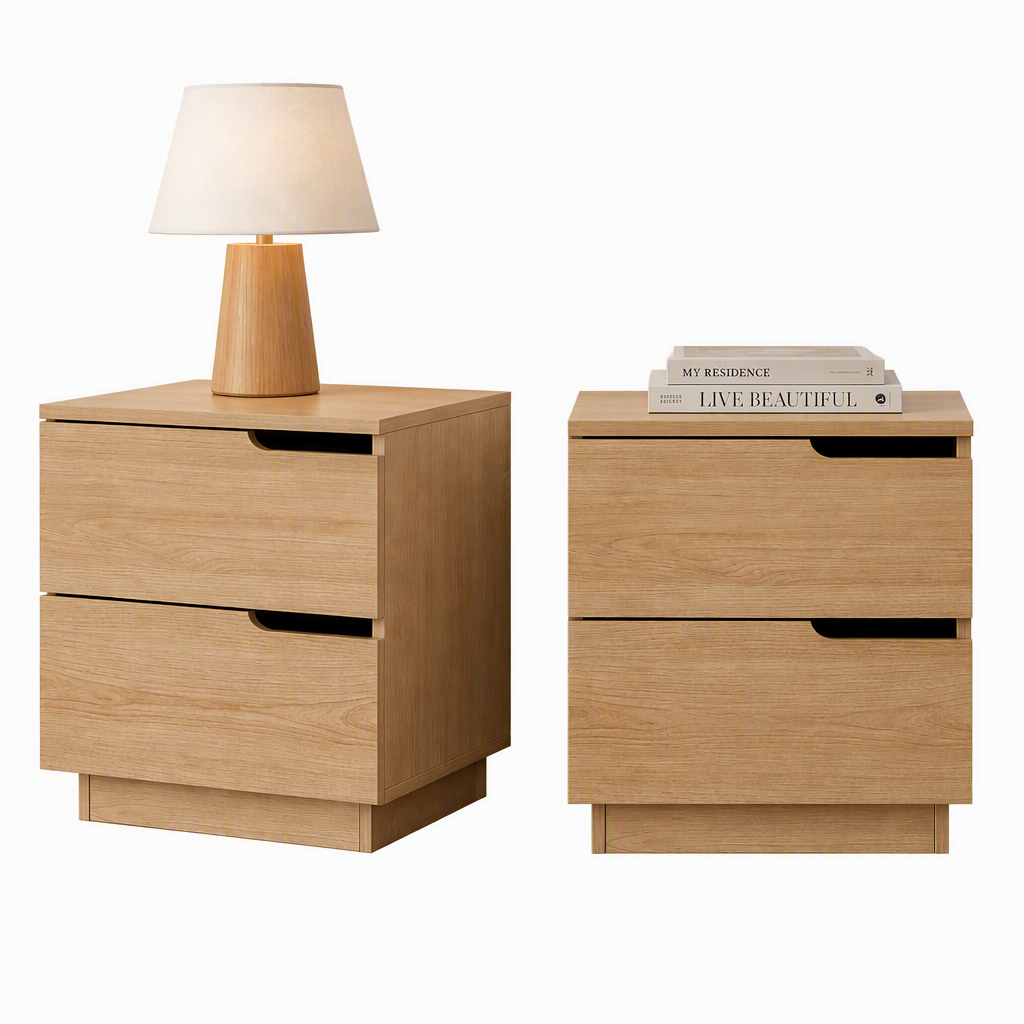 Artiss 2X Bedside Table 2 Drawers Nightstand Pine