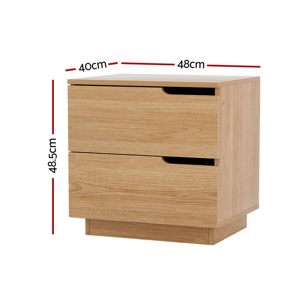 Artiss 2X Bedside Table 2 Drawers Nightstand Pine