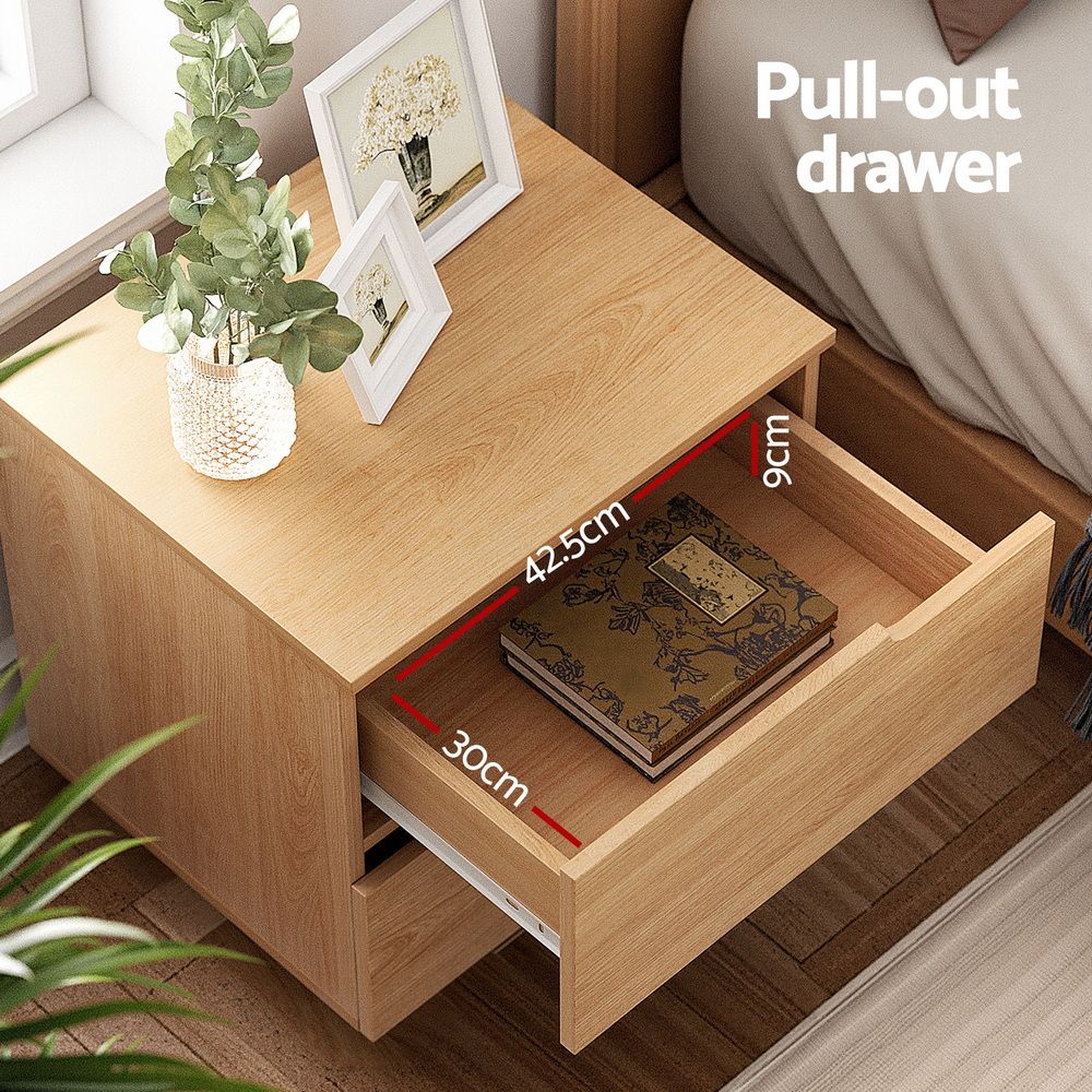 Artiss 2X Bedside Table 2 Drawers Nightstand Pine