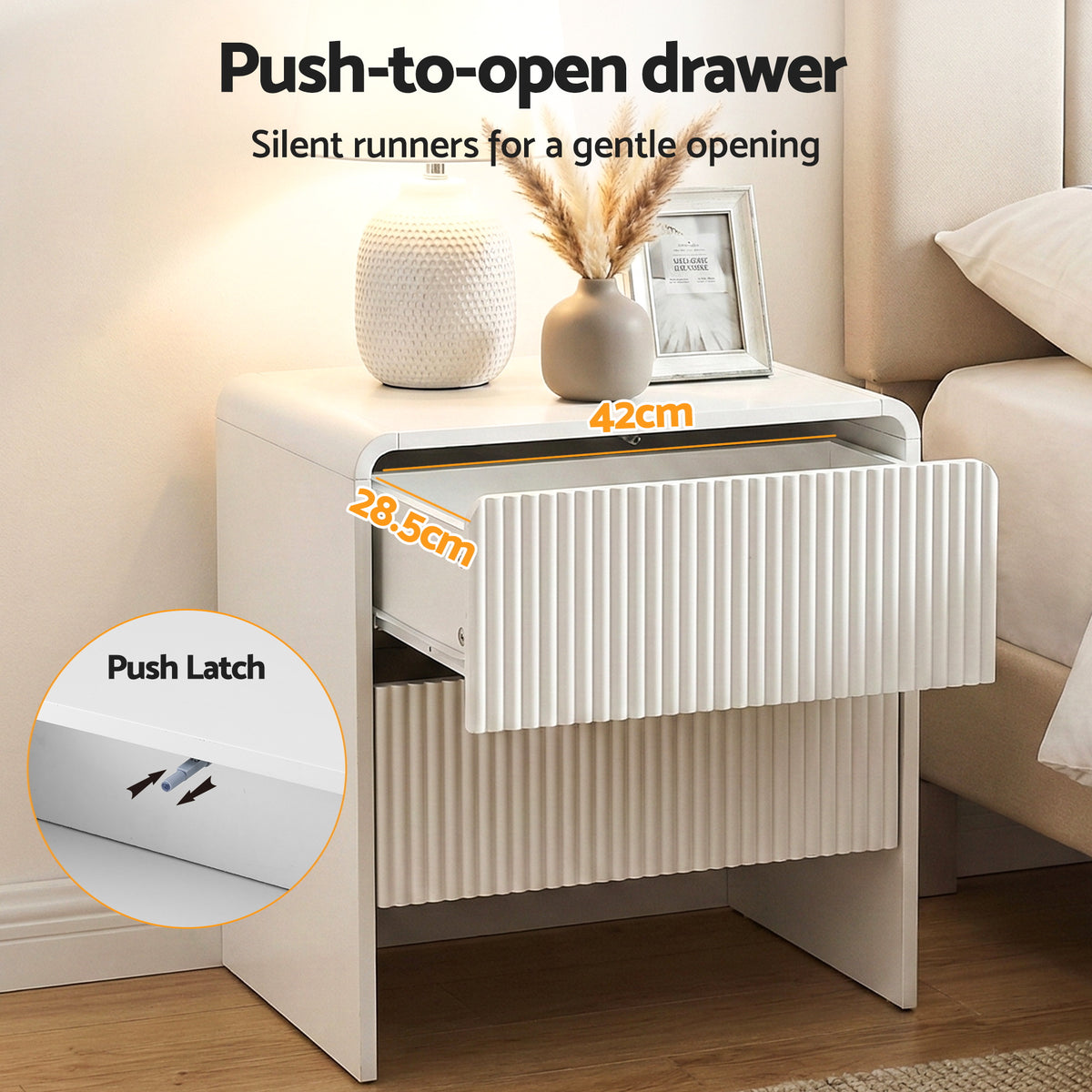 TWSC Bedside Table 2 Drawers - Beige
