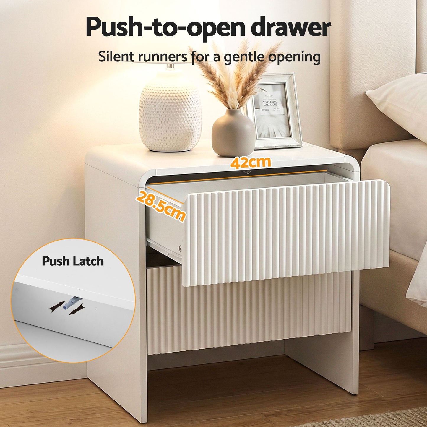 Artiss 2x Bedside Table 2 Drawers - Beige