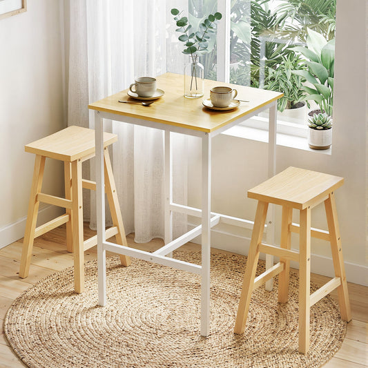 TWSC Bar Table Counter Height Kitchen High Dining Desk Pub 60x92cm Modern Pine
