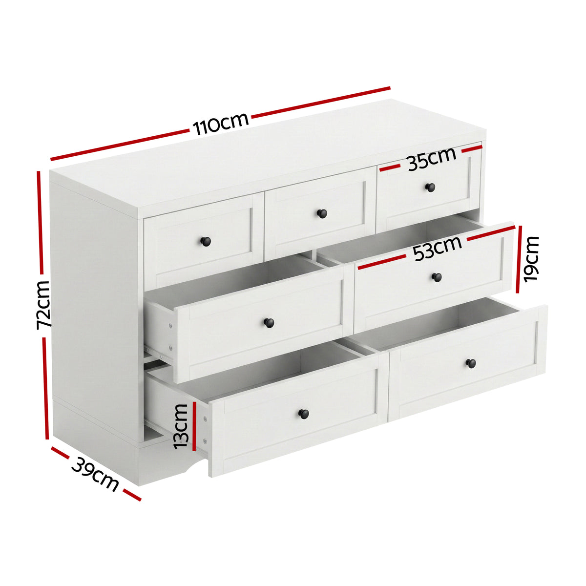TWSC 7 Chest of Drawers Dresser Table White