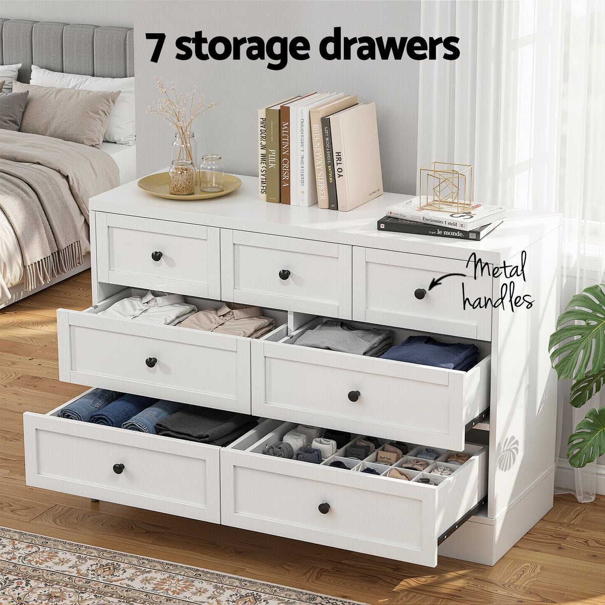 TWSC 7 Chest of Drawers Dresser Table White