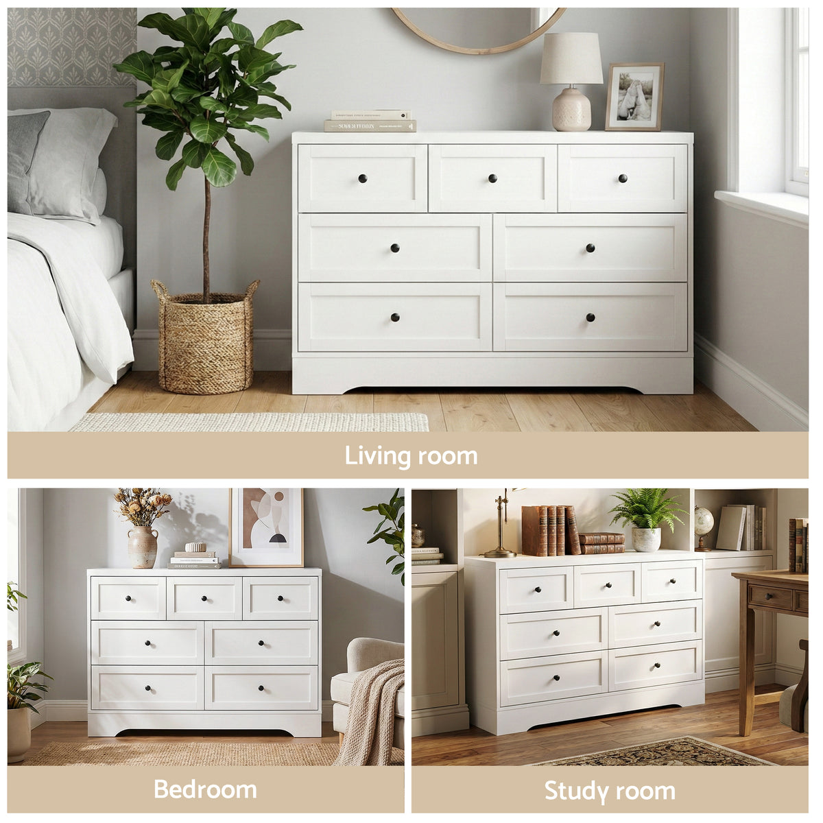 TWSC 7 Chest of Drawers Dresser Table White