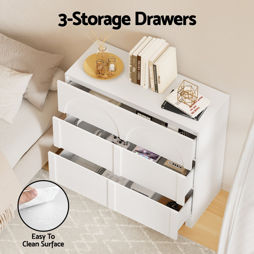 TWSC 3 Chest of Drawers Lowboy Dresser Cabinet White