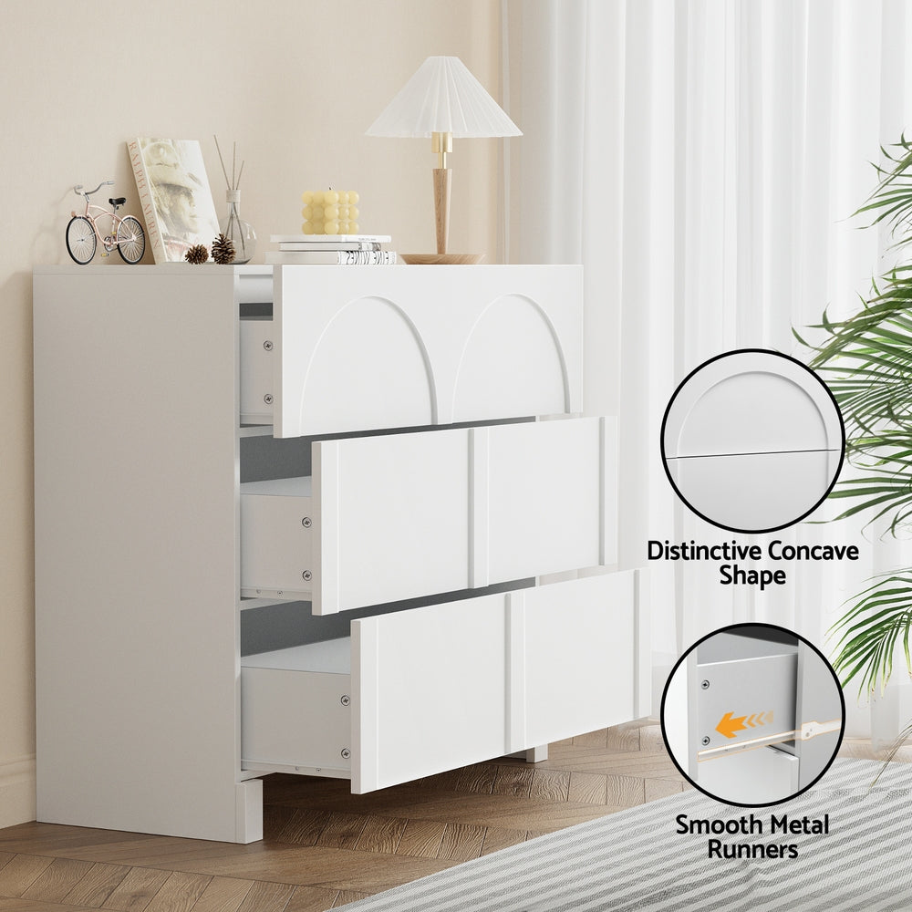 TWSC 3 Chest of Drawers Lowboy Dresser Cabinet White