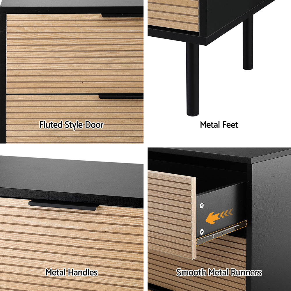 Chest of Drawers Dresser – Six Drawers, Black & Pine Finish