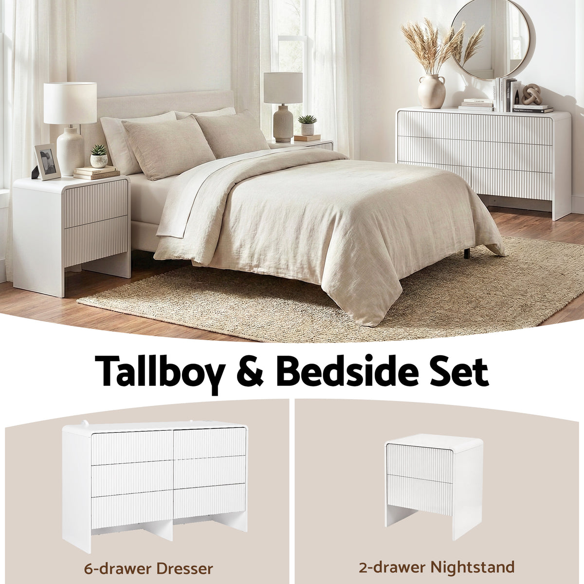TWSC 6 Chest of Drawers Dresser Cabinet Beige