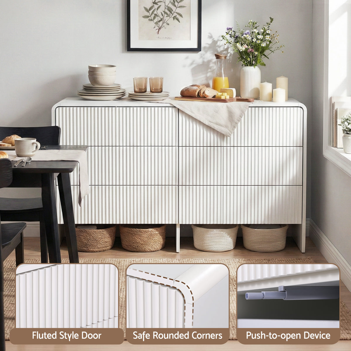 TWSC 6 Chest of Drawers Dresser Cabinet Beige