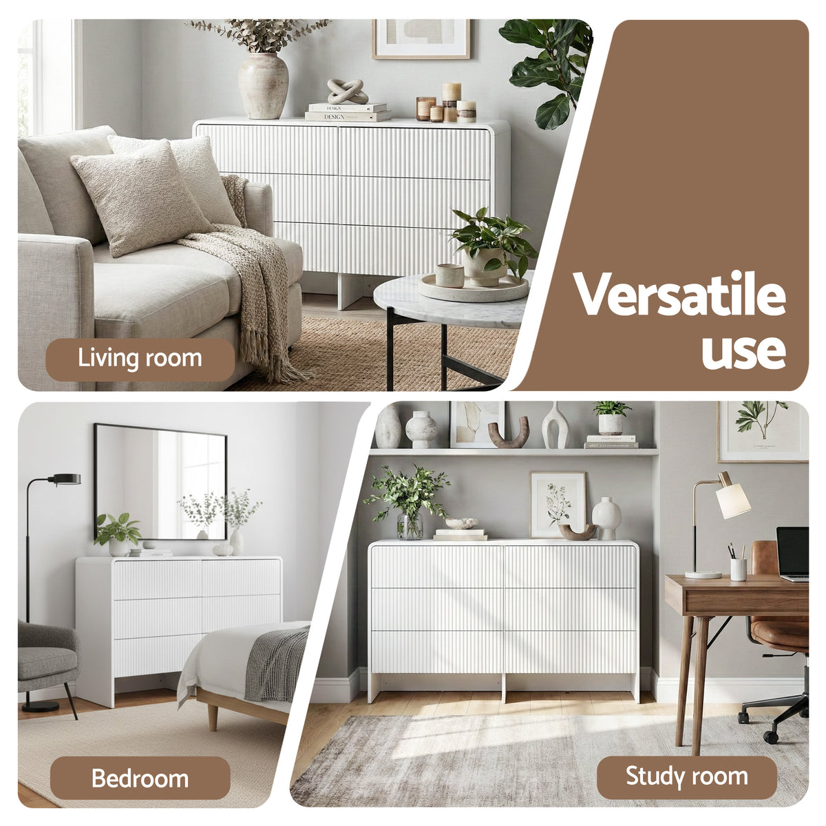 TWSC 6 Chest of Drawers Dresser Cabinet Beige
