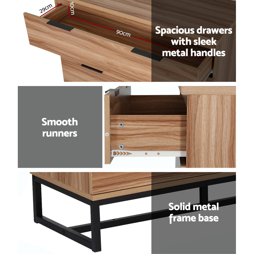 TWSC 4 Chest of Drawers Cabinet Dresser Table Tallboy Storage Bedroom Rust Oak