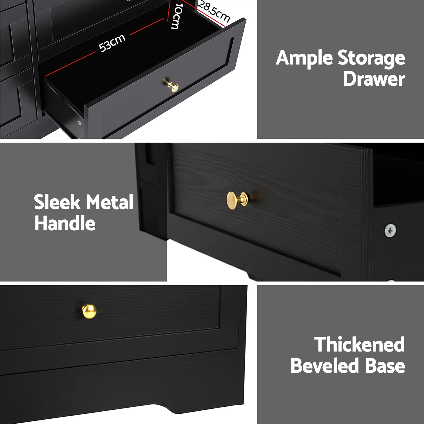 Chest of Drawers – 6 Spacious Drawers, Black Finish