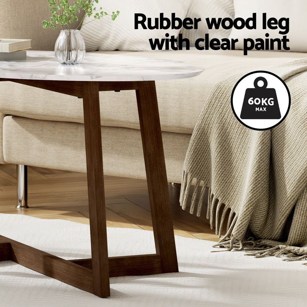 TWSC Coffee Table Oval Marble Effect