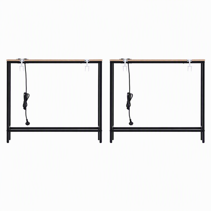 Artiss Set of 2 Narrow Sofa Console Tables with Charging Station, Wood
