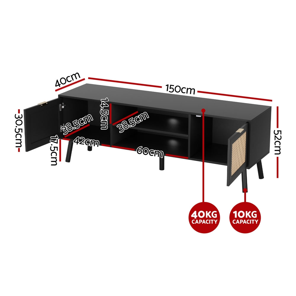 TWSC TV Unit 150cm Storage Cabinet Black
