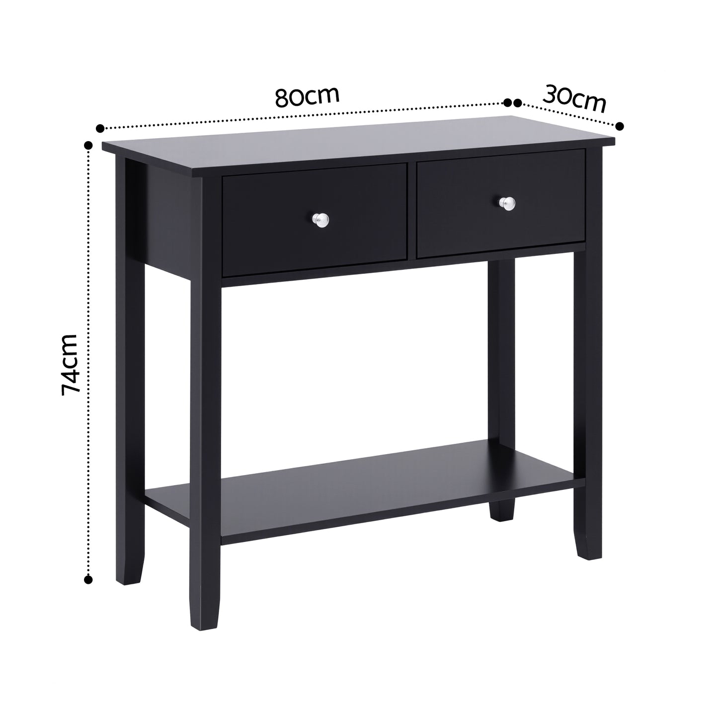 Console Table with 2 Drawers – 80cm Black